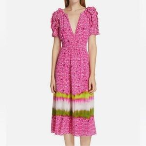 Pink Floral Midi Dress